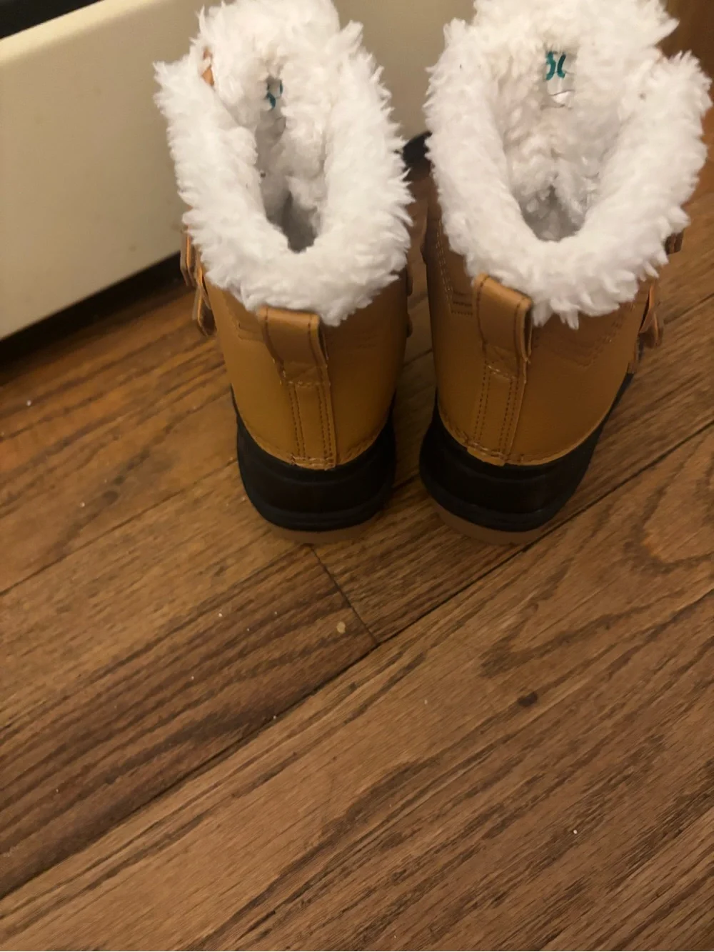 Cat & Jack Kids Brown and Black Winter Snow Boots with White Faux Fur